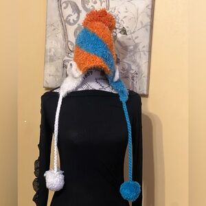 Handmade Colorful Striped Pom-Pom Hat